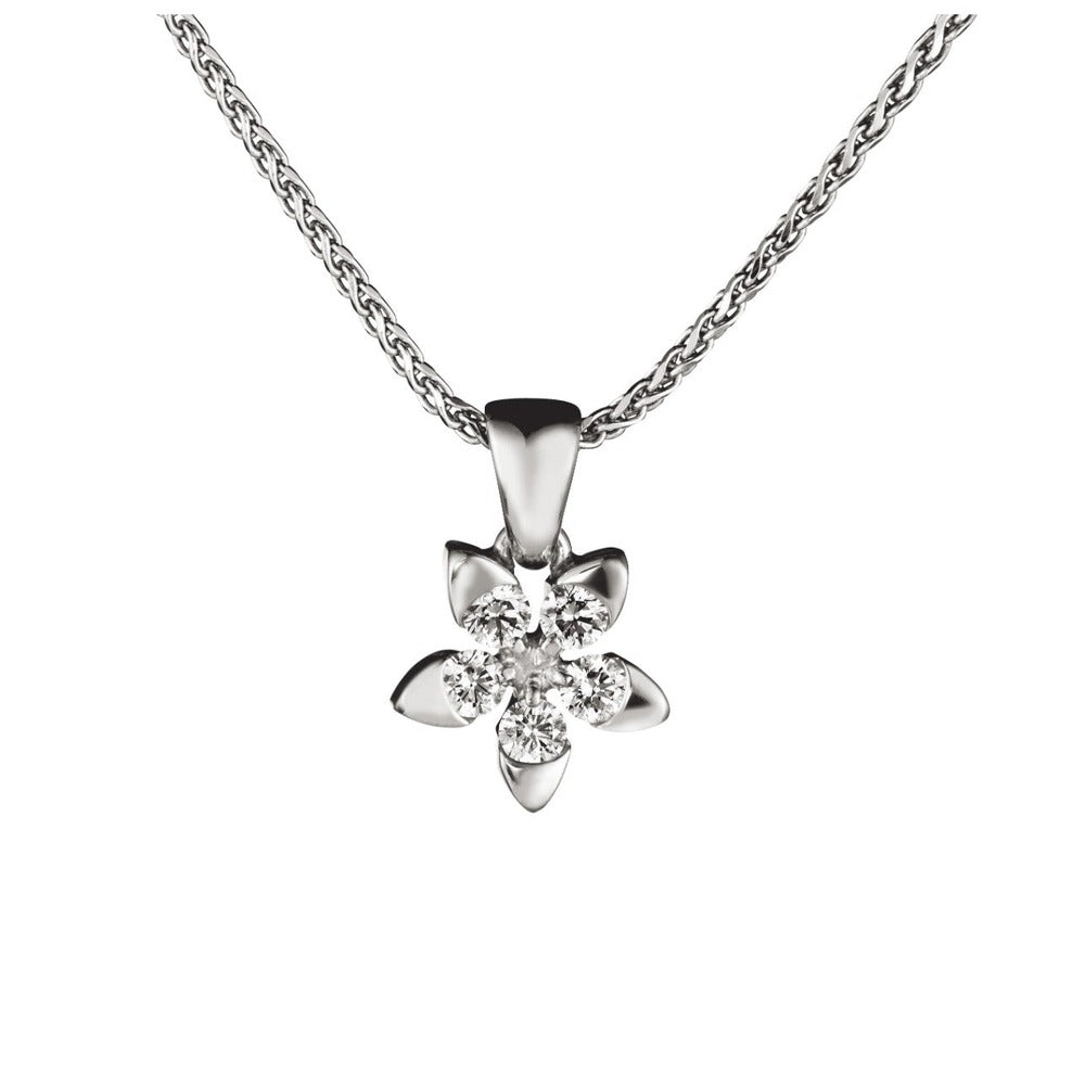Vuokko-timanttiriipus valkokultaa, 5 x 0,035 ct