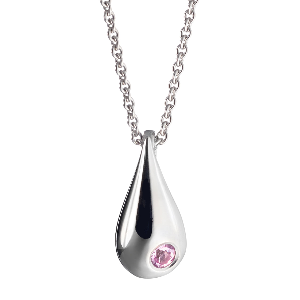 SILVER LABEL TEAR OF LIFE WITH PINK SAPPHIRE