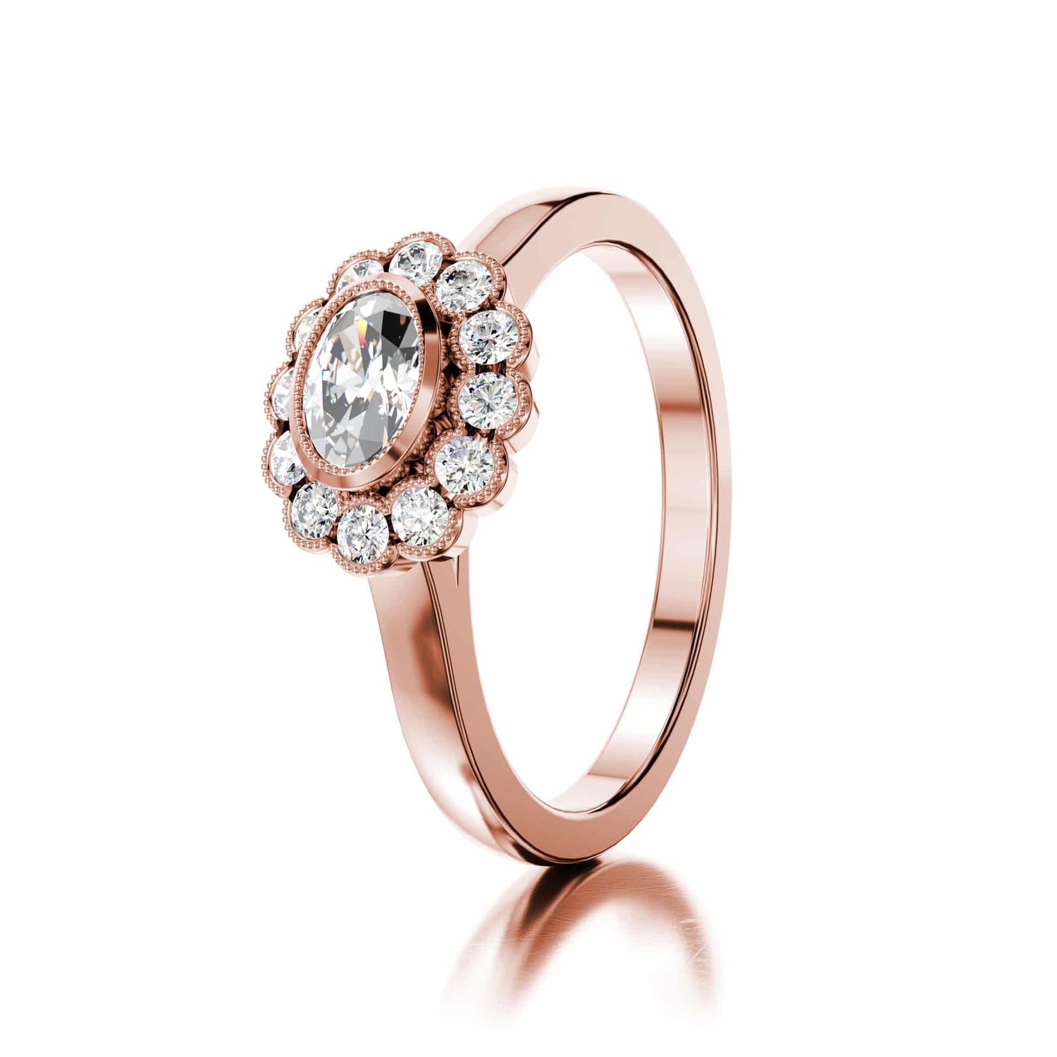 YOUR CHOICE JASMINE DIAMOND RING WITH CHRYSANTH EDGE